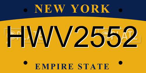 HWV2552 New York License Plate