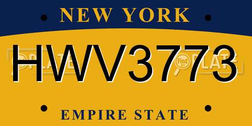 HWV3773 New York License Plate