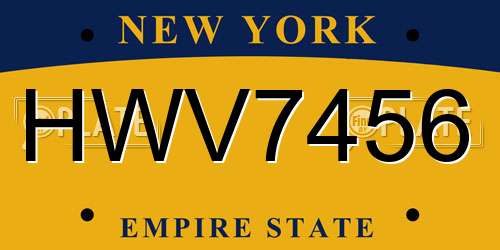 HWV7456 New York License Plate