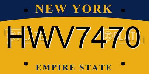 HWV7470 New York License Plate