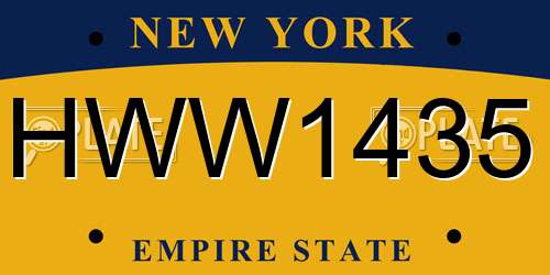 HWW1435 New York License Plate