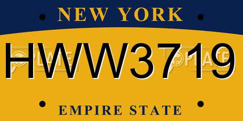 HWW3719 New York License Plate