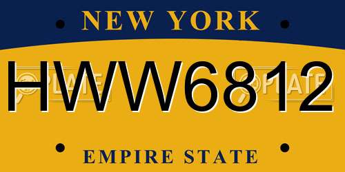 HWW6812 New York License Plate