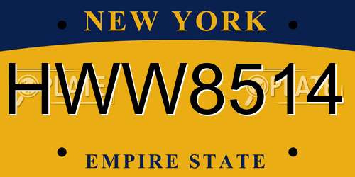 HWW8514 New York License Plate