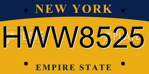 HWW8525 New York License Plate
