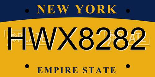 HWX8282 New York License Plate