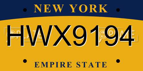 HWX9194 New York License Plate