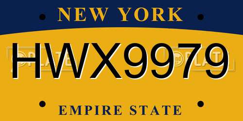 HWX9979 New York License Plate