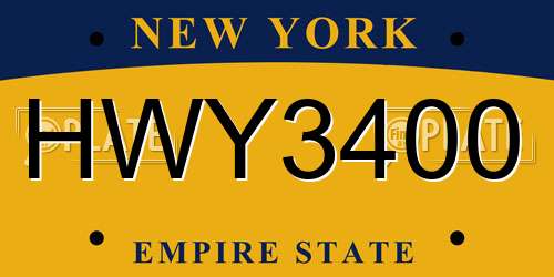 HWY3400 New York License Plate