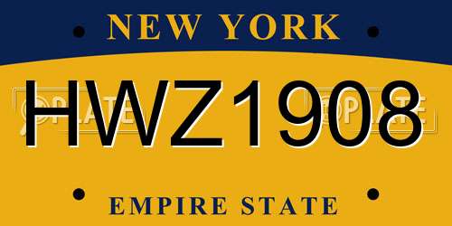 HWZ1908 New York License Plate