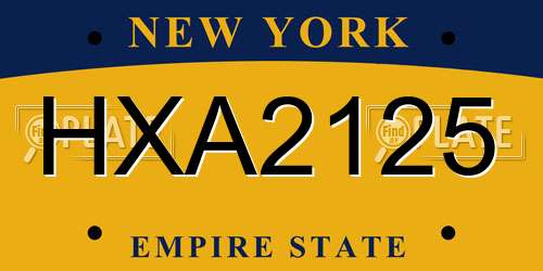 HXA2125 New York License Plate