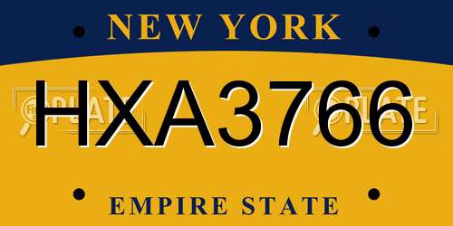 HXA3766 New York License Plate