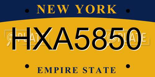 HXA5850 New York License Plate