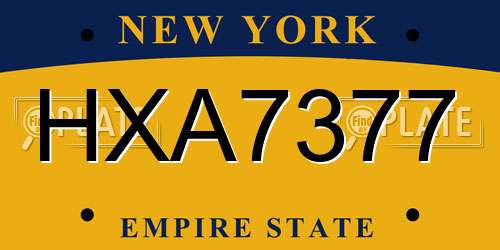 HXA7377 New York License Plate