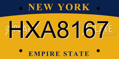 HXA8167 New York License Plate