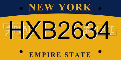 HXB2634 New York License Plate