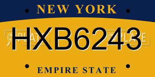 HXB6243 New York License Plate