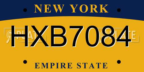 HXB7084 New York License Plate