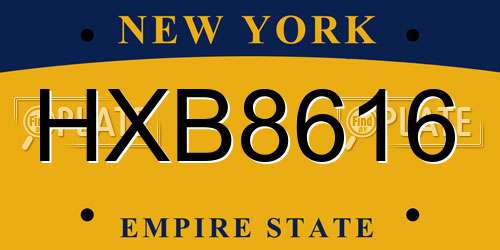 HXB8616 New York License Plate