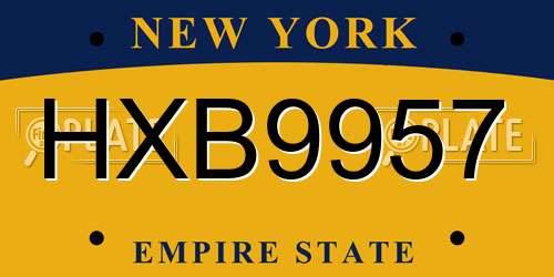 HXB9957 New York License Plate