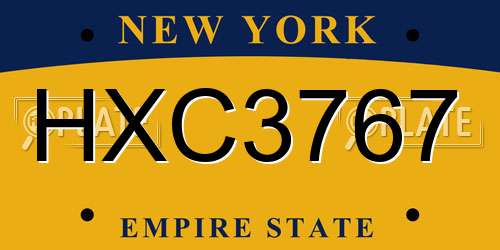 HXC3767 New York License Plate