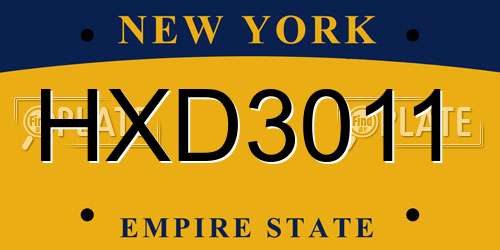 HXD3011 New York License Plate
