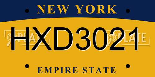 HXD3021 New York License Plate