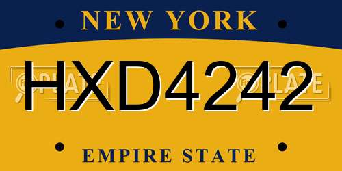 HXD4242 New York License Plate