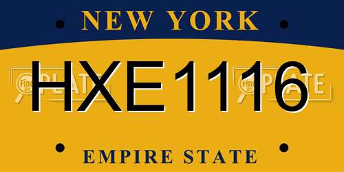 HXE1116 New York License Plate