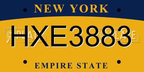 HXE3883 New York License Plate