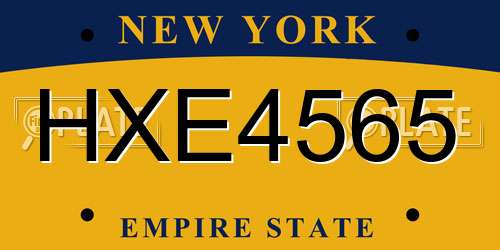 HXE4565 New York License Plate
