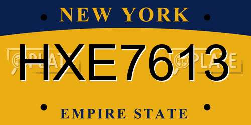 HXE7613 New York License Plate