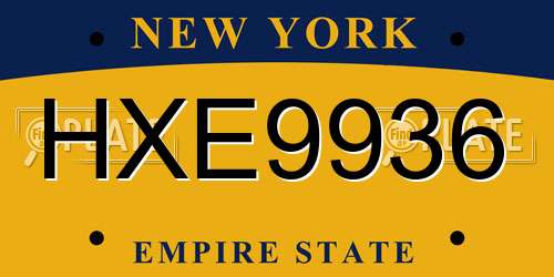 HXE9936 New York License Plate