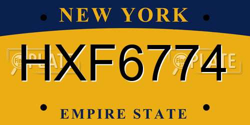 HXF6774 New York License Plate