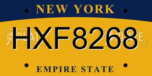 HXF8268 New York License Plate