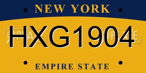 HXG1904 New York License Plate