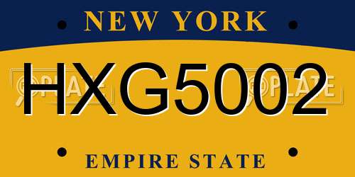 HXG5002 New York License Plate