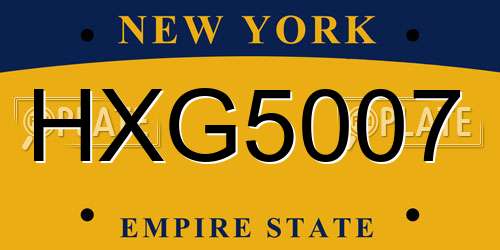 HXG5007 New York License Plate