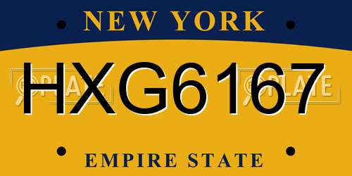 HXG6167 New York License Plate
