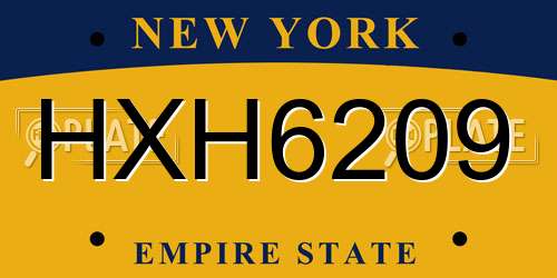 HXH6209 New York License Plate