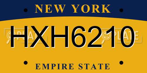 HXH6210 New York License Plate