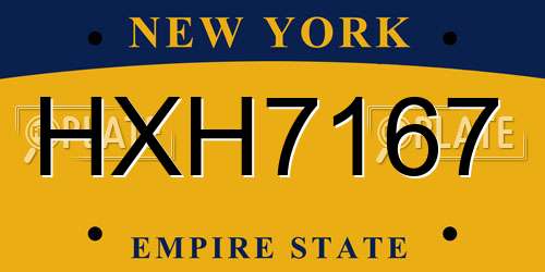 HXH7167 New York License Plate