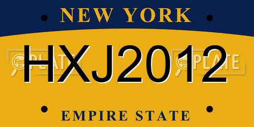 HXJ2012 New York License Plate