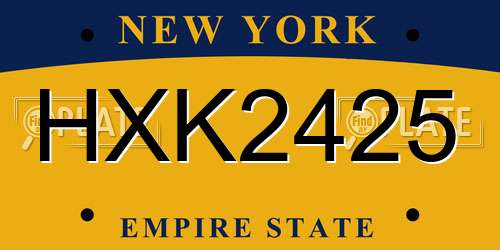 HXK2425 New York License Plate
