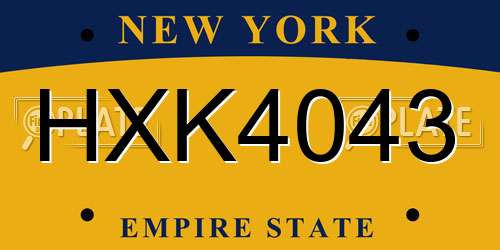 HXK4043 New York License Plate