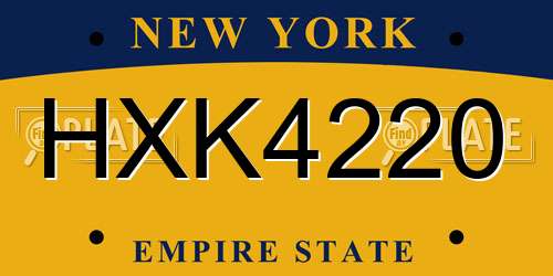 HXK4220 New York License Plate
