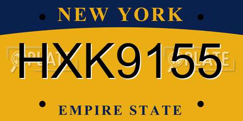 HXK9155 New York License Plate