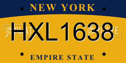 HXL1638 New York License Plate
