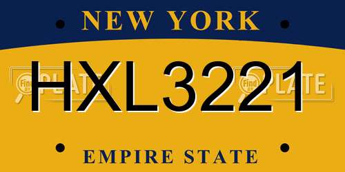 HXL3221 New York License Plate