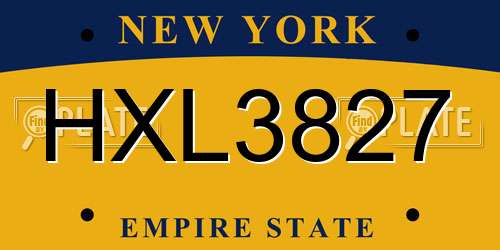 HXL3827 New York License Plate